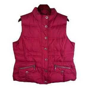 Vintage Eddie Bauer Premium Goose Down Puffer Vest Womens Cranberry Red XL